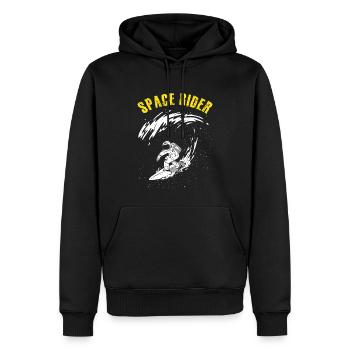 Surfender Astronaut Space Rider Surfer - Männer Premium Bio Hoodie - Schwarz - Vorne - Nico (187cm)