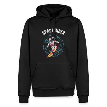 Surfender Astronaut Space Rider Surfer - Männer Premium Bio Hoodie - Schwarz - Vorne - Nico (187cm)