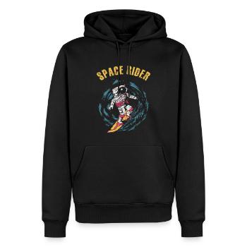 Surfender Astronaut Space Rider Surfer - Männer Premium Bio Hoodie - Schwarz - Vorne - Nico (187cm)