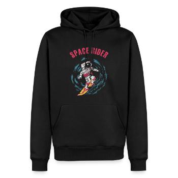 Surfender Astronaut Space Rider Surfer - Männer Premium Bio Hoodie - Schwarz - Vorne - Nico (187cm)