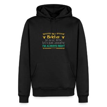 Butcher Cadeau Boucher Boucher Maître Boucher - Sweat à capuche Premium bio Homme - noir - Devant - Nico (187cm)