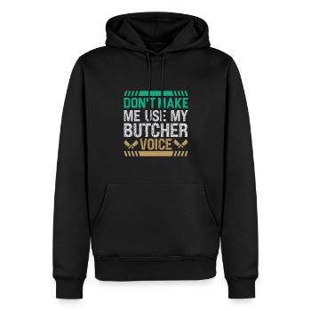 Butcher Cadeau Boucher Boucher Maître Boucher - Sweat à capuche Premium bio Homme - noir - Devant - Nico (187cm)