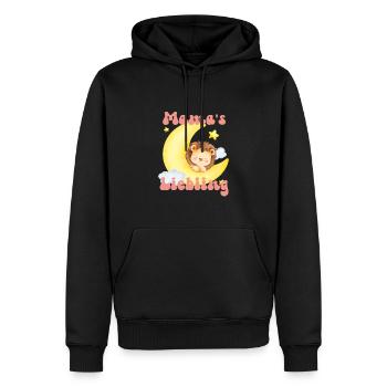 Mamas Liebling kleiner Löwe schläft im Mond - Männer Premium Bio Hoodie - Schwarz - Vorne - Nico (187cm)