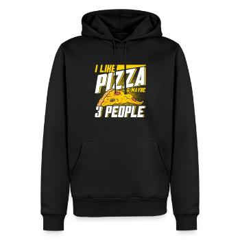 Pizza Food Pizzeria Tranche de pizza Pizza maker - Sweat à capuche Premium bio Homme - noir - Devant - Nico (187cm)