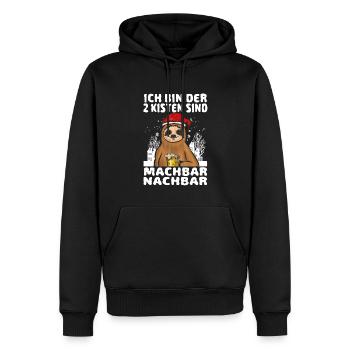 Ich bin der 2 Kisten sind machbar nachbar - Männer Premium Bio Hoodie - Schwarz - Vorne - Nico (187cm)