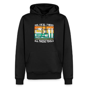 Cadeau de charpentier disant travail du bois - Sweat à capuche Premium bio Homme - noir - Devant - Nico (187cm)