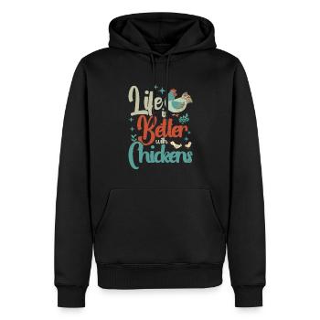 Hühner Hahn Huhn Bauer Henne Geflügel Hahn - Männer Premium Bio Hoodie - Schwarz - Vorne - Nico (187cm)