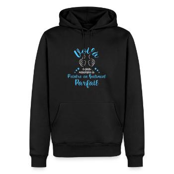 Peintre en Bâtiment Parfait - Sweat à capuche Premium bio Homme - noir - Devant - Nico (187cm)