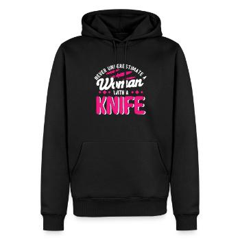 Messerwurfscheibe Geschenk Messerwerfer - Männer Premium Bio Hoodie - Schwarz - Vorne - Nico (187cm)