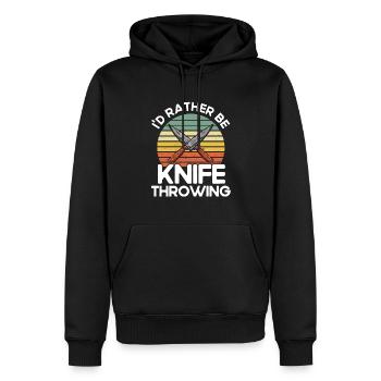 Messerwurfscheibe Geschenk Messerwerfer - Männer Premium Bio Hoodie - Schwarz - Vorne - Nico (187cm)