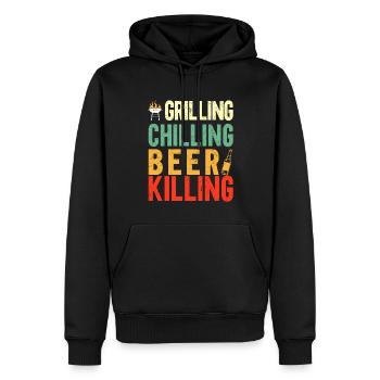 Bbq Grillen Fleischliebhaber Grill Party Food Bbq - Männer Premium Bio Hoodie - Schwarz - Vorne - Nico (187cm)