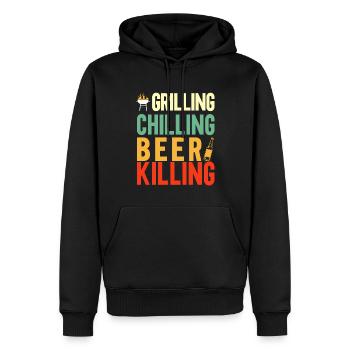 Bbq Grillen Fleischliebhaber Grill Party Food Bbq - Männer Premium Bio Hoodie - Schwarz - Vorne - Nico (187cm)