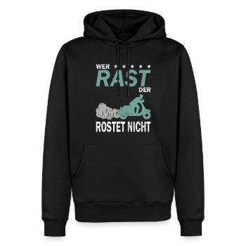Retro Mopet Mofa Motorroller - Männer Premium Bio Hoodie - Schwarz - Vorne - Nico (187cm)