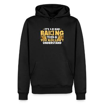 Pain Cuisson Cadeau Boulangerie Citation Boulanger - Sweat à capuche Premium bio Homme - noir - Devant - Nico (187cm)
