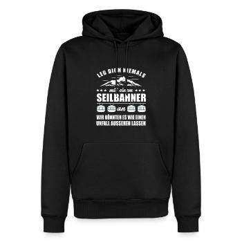 Seilbahn Leg dich niemals mit einem Seilbahner an - Männer Premium Bio Hoodie - Schwarz - Vorne - Nico (187cm)