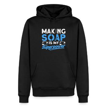 Fabrication de savon Cadeau Fabricant de savon maison - Sweat à capuche Premium bio Homme - noir - Devant - Nico (187cm)