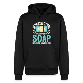 Fabrication de savon Cadeau Fabricant de savon maison - Sweat à capuche Premium bio Homme - noir - Devant - Nico (187cm)