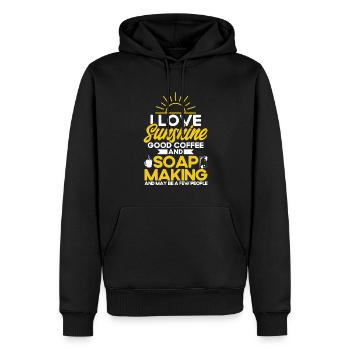 Fabrication de savon Cadeau Fabricant de savon maison - Sweat à capuche Premium bio Homme - noir - Devant - Nico (187cm)
