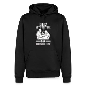 Bras de fer de fer - Sweat à capuche Premium bio Homme - noir - Devant - Nico (187cm)