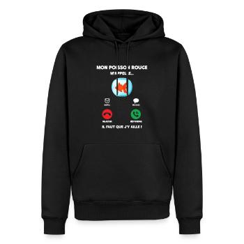 Mon Poisson Rouge M'appelle Citation - Sweat à capuche Premium bio Homme - noir - Devant - Nico (187cm)