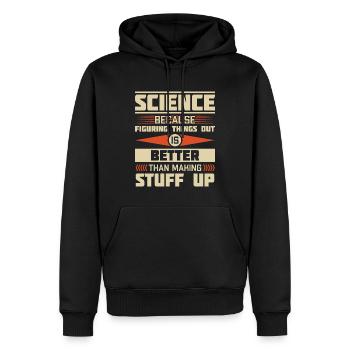 Funny Science Quote - Men’s Premium Organic Hoodie - black - Front - Nico (187cm)