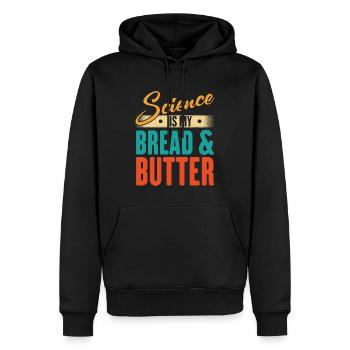 La science est mon pain et mon beurre - Drôle de scientifique - Sweat à capuche Premium bio Homme - noir - Devant - Nico (187cm)