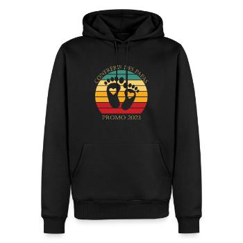 Futur papa 2023 Confrérie des Papas Promo 2023 - Sweat à capuche Premium bio Homme - noir - Devant - Nico (187cm)