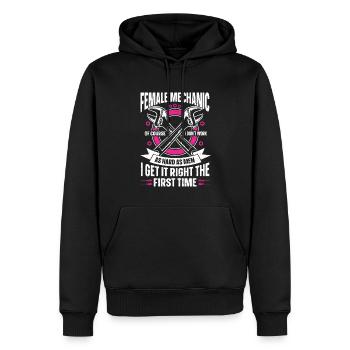 Mécaniciennes - Sweat à capuche Premium bio Homme - noir - Devant - Nico (187cm)