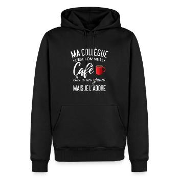 Humour Collègue Cadeau Travail Boulot - Sweat à capuche Premium bio Homme - noir - Devant - Nico (187cm)