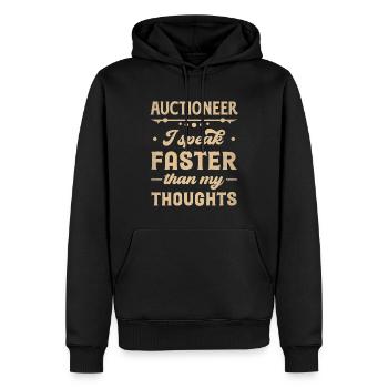 Auctioneer - I Speak Faster Than My Thoughts - Men’s Premium Organic Hoodie - black - Front - Nico (187cm)
