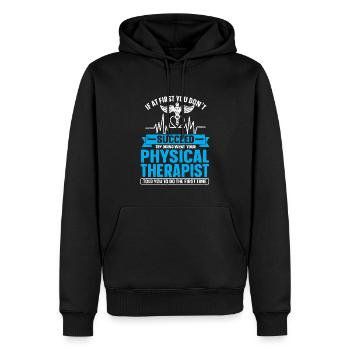 Physiothérapie Physiothérapeute Physiothérapeute - Sweat à capuche Premium bio Homme - noir - Devant - Nico (187cm)
