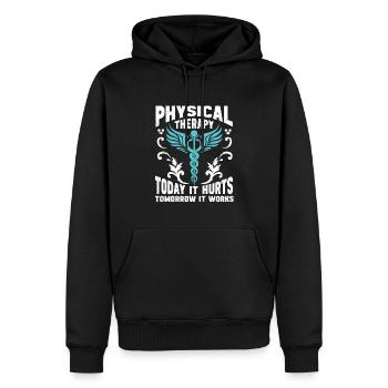 Physiothérapie Physiothérapeute Physiothérapeute - Sweat à capuche Premium bio Homme - noir - Devant - Nico (187cm)