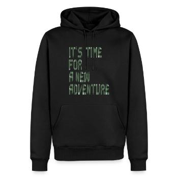 Es ist Zeit für ein neues kalligrafisches Abenteuerdesign - Männer Premium Bio Hoodie - Schwarz - Vorne - Nico (187cm)