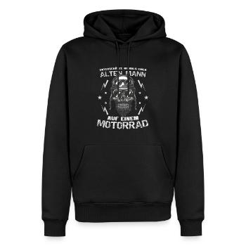 Unterschätze niemals alten Mann auf dem Motorrad - Männer Premium Bio Hoodie - Schwarz - Vorne - Nico (187cm)