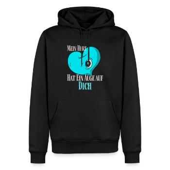 Mein Herz hat ein Auge auf Dich - Männer Premium Bio Hoodie - Schwarz - Vorne - Nico (187cm)