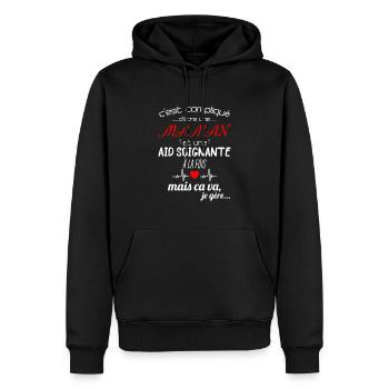 pas parfaite aide-soignante;cadeau aide soignante - Sweat à capuche Premium bio Homme - noir - Devant - Nico (187cm)