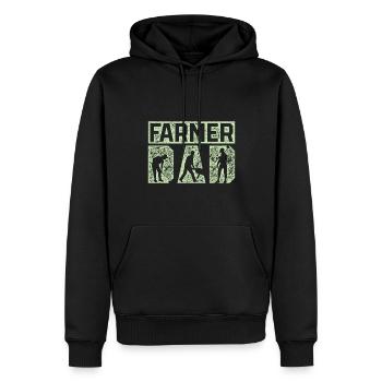 Bauer Papa Landwirt - Männer Premium Bio Hoodie - Schwarz - Vorne - Nico (187cm)