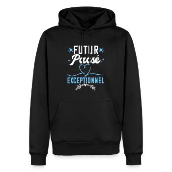 Futur Pacsé Exceptionnel - Sweat à capuche Premium bio Homme - noir - Devant - Nico (187cm)