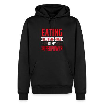 Manger sans gluten est mon superpuissance Allergie au gluten - Sweat à capuche Premium bio Homme - noir - Devant - Nico (187cm)