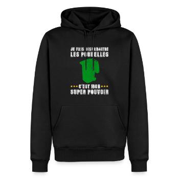 Éboueur Ripeur Humour Super Pouvoir Poubelles - Sweat à capuche Premium bio Homme - noir - Devant - Nico (187cm)