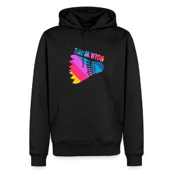 Volant pour jouer au badminton - Sweat à capuche Premium bio Homme - noir - Devant - Nico (187cm)