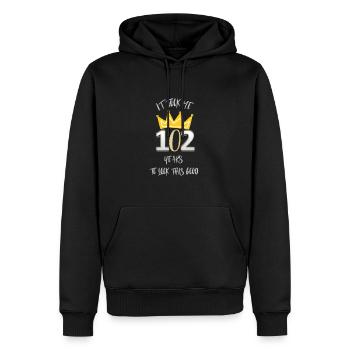 Il m’a fallu 102 ans pour être aussi beau. - Sweat à capuche Premium bio Homme - noir - Devant - Nico (187cm)