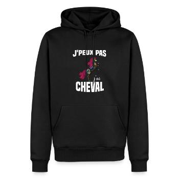 Je Peux Pas J'ai Cheval Cadeau Fleuri - Sweat à capuche Premium bio Homme - noir - Devant - Nico (187cm)
