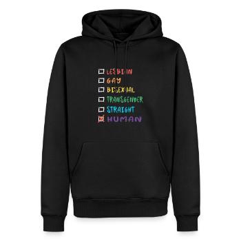 Mensch Regenbogenfarben - Männer Premium Bio Hoodie - Schwarz - Vorne - Nico (187cm)