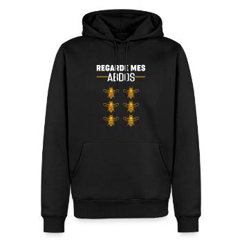 Regarde Mes Abdos - Abeilles - Sweat à capuche Premium bio Homme - noir - Devant - Nico (187cm)