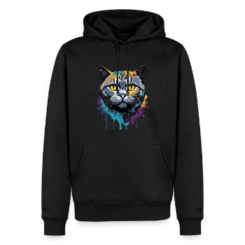 Splash Art British Cat Expression - Sweat à capuche Premium bio Homme - noir - Devant - Nico (187cm)