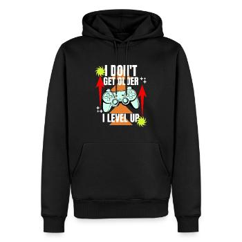 je vieillis pas je level up Cadeau anniversaire - Sweat à capuche Premium bio Homme - noir - Devant - Nico (187cm)
