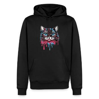 Verrücktes buntes Splash Art Katzendesign - Männer Premium Bio Hoodie - Schwarz - Vorne - Nico (187cm)
