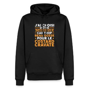Carreleur Beau Gosse - Sweat à capuche Premium bio Homme - noir - Devant - Nico (187cm)