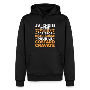 Plâtrier Beau Gosse - Sweat à capuche Premium bio Homme - noir - Devant - Nico (187cm)